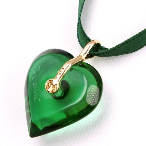 Baccarat heart choker Green crystal/K18 yellow gold heart 4.8g Women - Picture 8 of 10